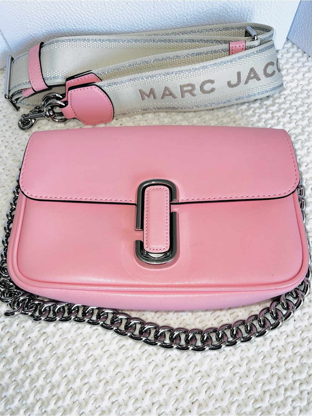 The pink leather Marc Jacobs The J Marc Shoulder Bag